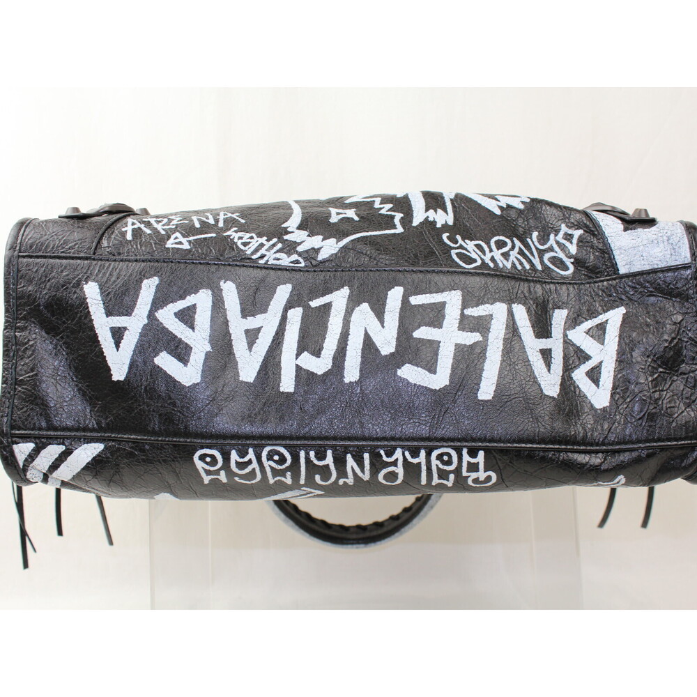 BALENCIAGA Graffiti City Handbag Shoulder Bag Black Paint - Picture 5 of 6